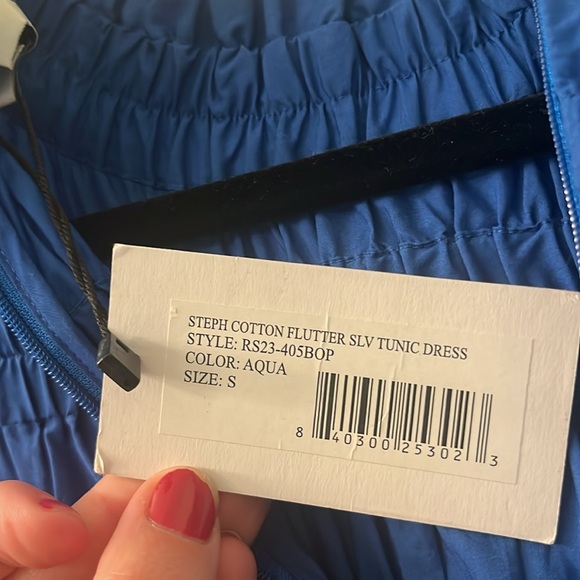 NWT Sea - Blue Cotton Flutter Sleeve Tunic Dress - Picture 3 of 3